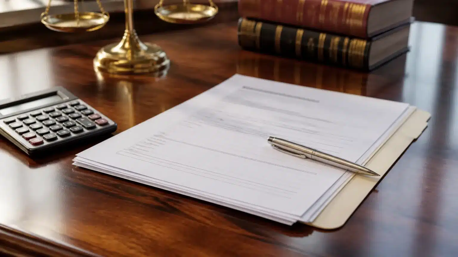 Cálculo de pensão alimentícia advogado analisando documentos financeiros e processo familiar.